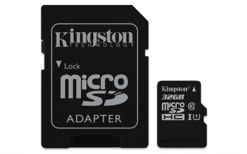 Kingston MicroSD Card  32GB avec adaptateur SDHC  (Class 10)