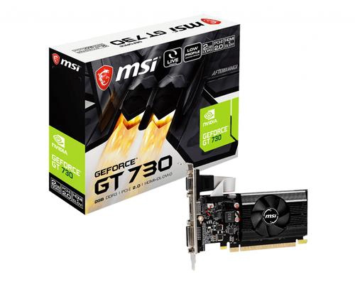 MSI GeForce GT 730, 2 Go, GDDR3, 64 bit, 4096 x 2160 pixels, PCI Express 2.0