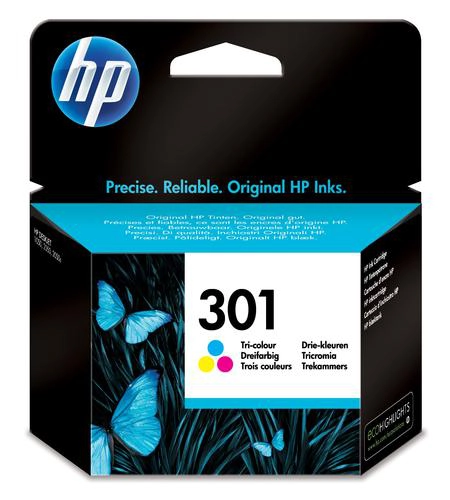 HP 301 cartouche d'encre trois couleurs authentique, Rendement standard, Encre à