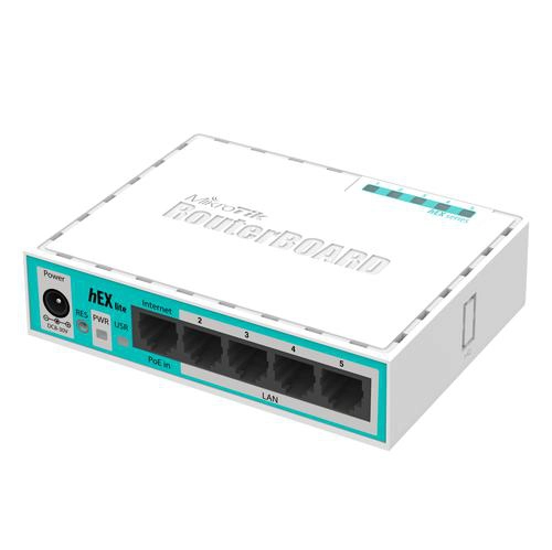 Mikrotik Routeur hEX lite, 5 ports Ethernet WAN, Blanc