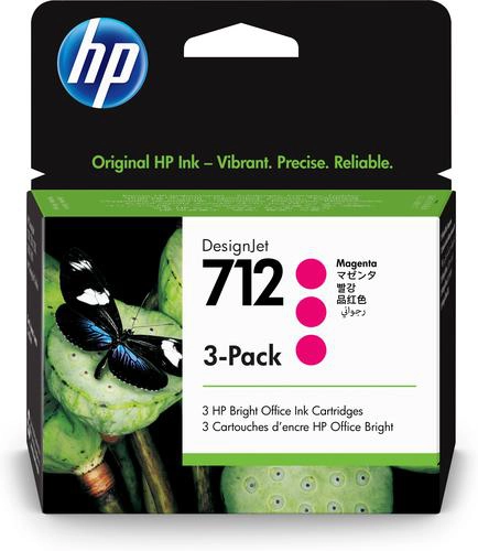 HP Pack de 3 cartouches d'encre DesignJet 712, magenta, 29 ml, Rendement standar