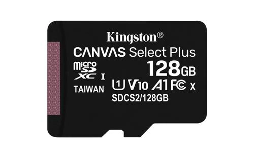 Kingston Technology Canvas Select Plus, 128 Go, MicroSDXC, Classe 10, UHS-I, 100