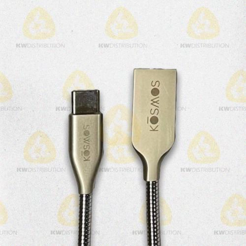 KOSMOS Cable USB A to Type C, USB 2.0 with metal shell & metal jacket, grey, 1M