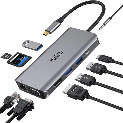 DOCKING Berserker Gaming USBC vers HDMI-VGA-USB3.0-SD-RJ45-AUDIO